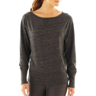 Xersion Crewneck French Terry Sweatshirt   Petite, Charcoal 165, Womens