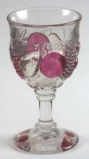 Westmoreland Della Robbia Flashed Water Goblet   Stem #1058, Flashed/Multi Color