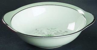 Noritake Lucille Lugged Cereal Bowl, Fine China Dinnerware   Gray/Green Band,Gre