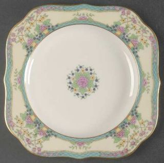 Lenox China Monticello (Older Green) Square Salad Plate, Fine China Dinnerware  