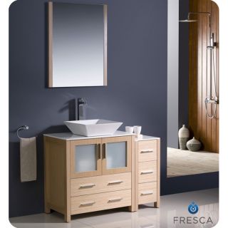 Fresca Torino 42 inch Light Oak Modern Bathroom Vanity With Side Cabinet And Vessel Sink