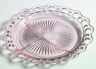 Anchor Hocking Lace Edge Pink Grill Plate   Aka Old Colony,Pink,Depression