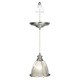 Worth Home Products Instant Pendant Light with Holophane Glass Cage   Brushed