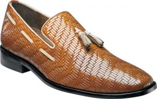 Mens Stacy Adams Santoya 24888   Tan/Ivory Woven Leather Lace Up Shoes