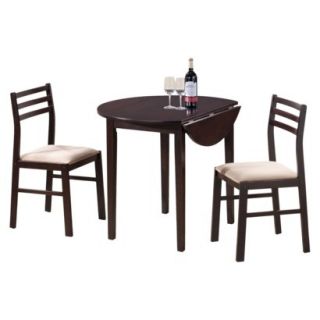 Dining Table Set: Drop leaf Dining Table Set   Cappuccino (Set of 3)