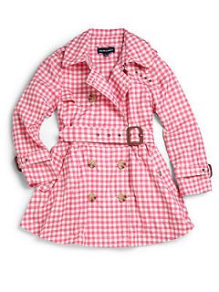 Ralph Lauren Toddlers & Little Girls Gingham Trenchcoat   Pink Gingham