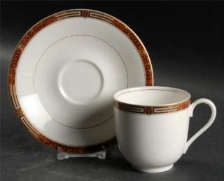 Mikasa Davenport Footed Cup & Saucer Set, Fine China Dinnerware   Brown,Black&Go
