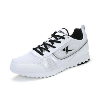 Xtep Mens White Microfiber Synthetic Leather Synthetic Leather Mesh Sports Shoes