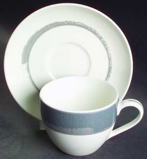 Noritake Ambience Charcoal Flat Cup & Saucer Set, Fine China Dinnerware   Casual
