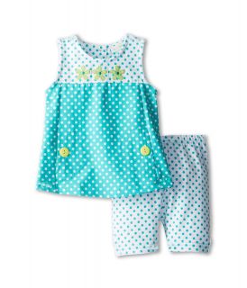 le top Circle Time Dot Sleeveless Top and Bike Shorts Flowers Girls Sets (Green)