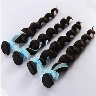 100% Virgin Remy Human Hair Extensions Lustrous Peruvian Loose Wave Weft Mixed Lengths 18 20 22 Inches