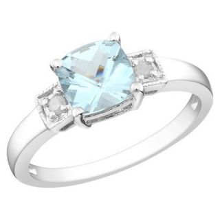 4/5 Carat Aquamarine and Diamond Accent Fashion Ring in Sterling Silver