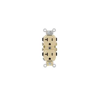 Leviton CR20I Electrical Outlet, Duplex Receptacle, 20A Commercial Grade with Self Grounding Clip Ivory
