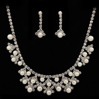 Gorgeous Alloy With Rhinestones/ Imitation Pearls Wedding Bridal Jewelry Set,Including Necklace And Earrings