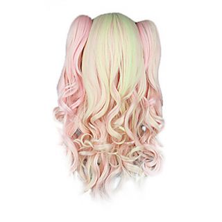 High Quality Cosplay Synthetic Wig Harajuku Style Lolita Candy Mixed Color Wavy Long Wig
