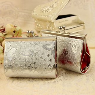 Silver Butterfly Print Purse Favor Bag (Set of 6)