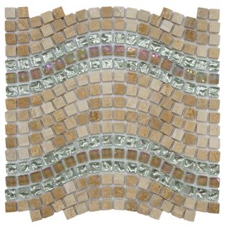 Somertile Reflections Wave Venus Glass, Stone And Metal Mosaic Tile (case Of 10)