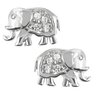 Tressa Sterling Silver Cubic Zirconia Elephant Stud Earrings   Silver