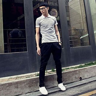 Mens Solid Color Casual Skinny Pants