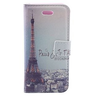 Effle Tower at Dawn Pattern PU Full Body Case with Card Slot and PC Back Cover for iPhone 5/5S
