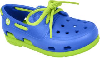Childrens Crocs Beach Line Boat Shoe Lace Up   Sea Blue/Volt Green Casual Shoes
