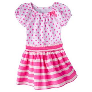 Cherokee Infant Toddler Girls Short Sleeve Dress   Dazzle Pink 18 M