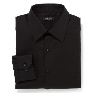 CLAIBORNE Wrinkle Free Cotton Dress Shirt, Black, Mens