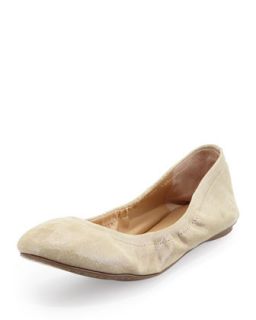 Molly Slip On Metallic Suede Flat, Beige Metal