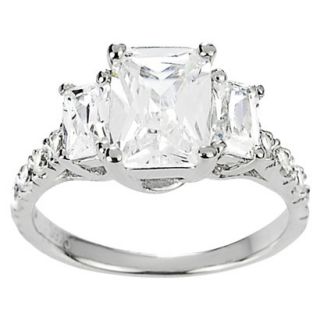 Tressa Collection Sterling Three Stone Cubic Zirconia Bridal Ring   Silver 8