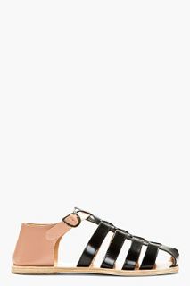 Carven Black And Nude Leather Sandals