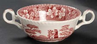 Spode Tower Pink (Newer Backstamp) Flat Cream Soup Bowl, Fine China Dinnerware  