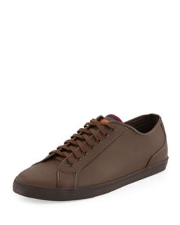 Breckon Low Top Leather Sneaker, Dark Brown