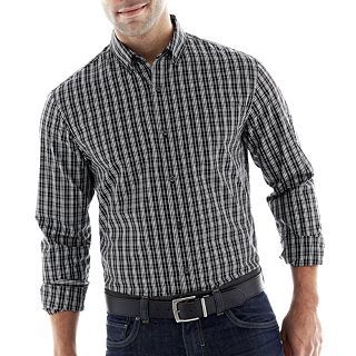 Claiborne Button Front Shirt, Black, Mens