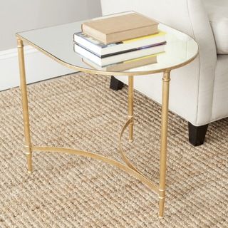 Safavieh Treasures Nevin Gold/ Mirror Top Accent Table (Gold and mirror topMaterials: Iron and mirrorDimensions: 20 inches high x 19.9 inches wide x 17.9 inches deepThis product will ship to you in 1 box.Assembly Required )