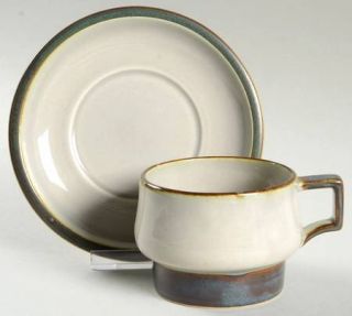 Bing & Grondahl Tema Flat Cup & Saucer Set, Fine China Dinnerware   Stoneware, B