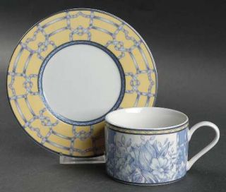Interiors (PTS) Palace Garden Flat Cup & Saucer Set, Fine China Dinnerware   Sto
