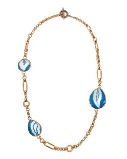 Figaro Chain Blue Agate Quartz Necklace