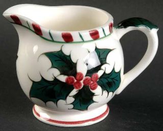 Lefton Holly Candy Cane Creamer, Fine China Dinnerware   Holly, Red Berries,Cand