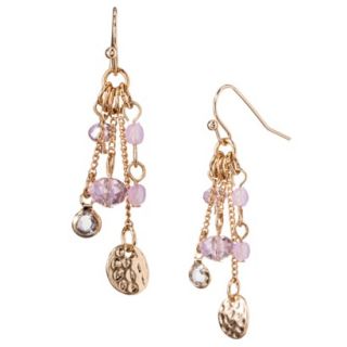 Cluster Drop Earrings   Pink/Gold