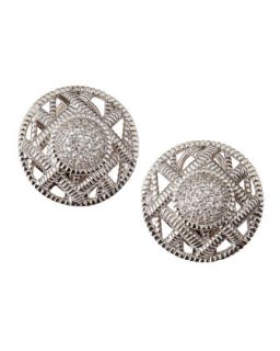 Basket Weave Pave Circle Earrings