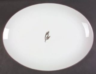 Fukagawa Silver Wheat 16 Oval Serving Platter, Fine China Dinnerware   Platinum