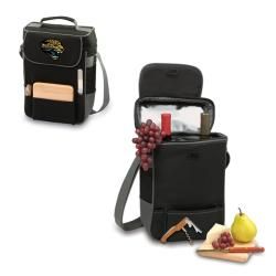 Picnic Time Jacksonville Jaguars Duet Tote (BlackComes with wine and cheese service for two InsulatedAdjustable shoulder strapDimensions: 14 inches high x 10 inches wide x 6 inches deepIncludesOne (1) 6 x 6 inch cheese boardStainless steel cheese knife wi