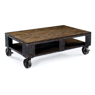Magnussen T1755 Pinebrook Wood Rectangular Coffee Table with 2 Braking Casters