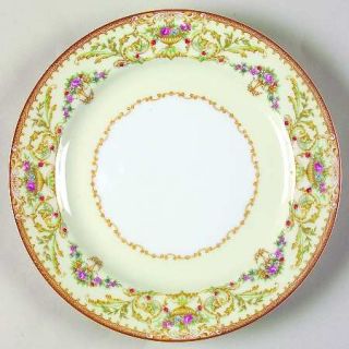 Noritake N3286 (Mustard Trim) Salad Plate, Fine China Dinnerware   Tan Edge,Urn,