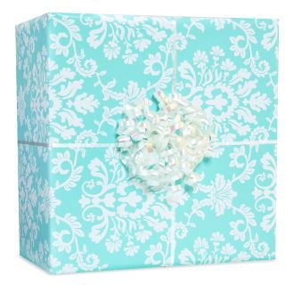 Robins Egg Blue Brocade Gift Wrap Kit