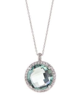Diamond Set Green Amethyst Pendant Necklace