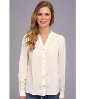 Jones New York Soft Blouse w/ Roll Sleeve Tab Womens Blouse (Beige)