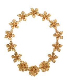 Satin Golden Flower Collar Necklace