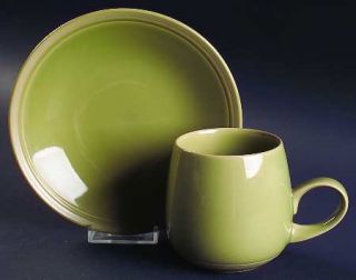 Lindt Stymeist Celadon Stripe Flat Cup & Saucer Set, Fine China Dinnerware   Gla
