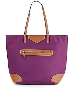 Belinda Faux Leather Trimmed Shoulder Bag   Violet